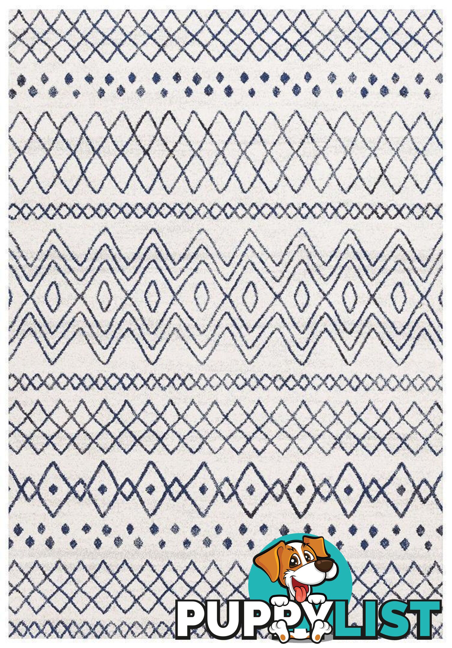 Oasis Nadia White Blue Rustic Tribal Rug - Unbranded - 9375321845717