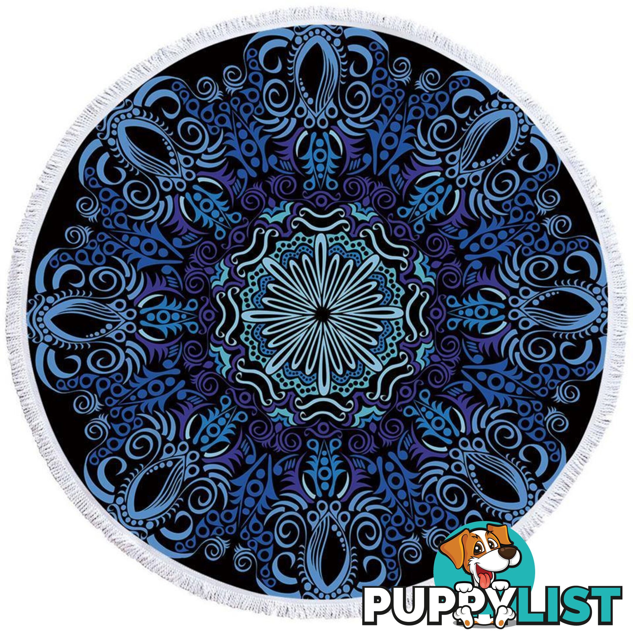 Purplish Blue Mandala Beach Towel - Towel - 7427046322157