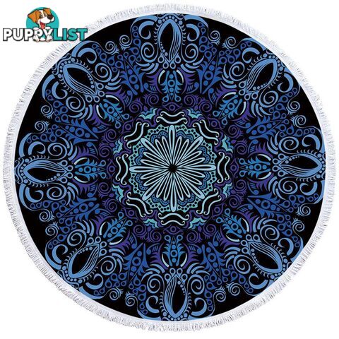 Purplish Blue Mandala Beach Towel - Towel - 7427046322157