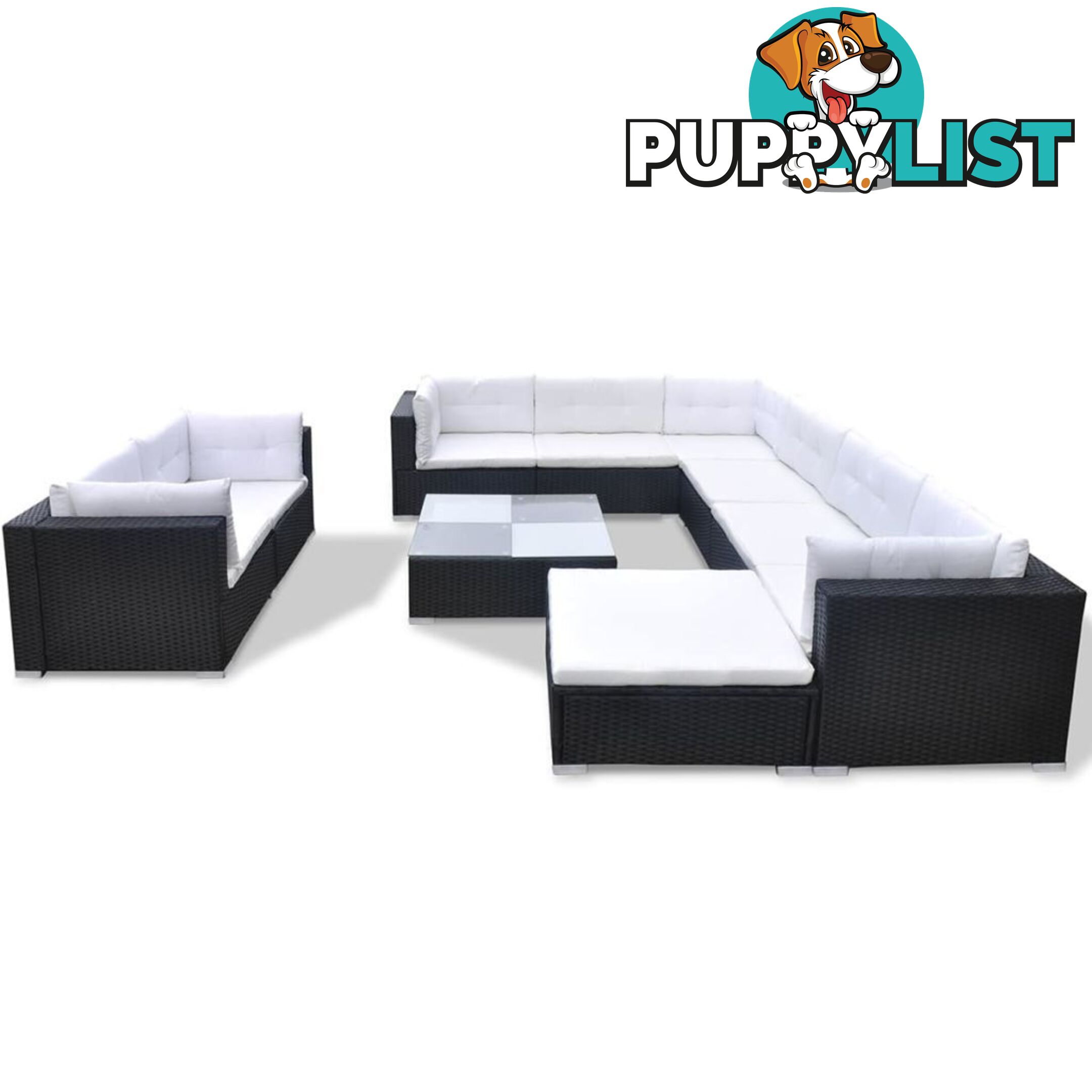 Garden Sofa Poly Rattan Set (32 Pcs) - Black - Unbranded - 4326500416728