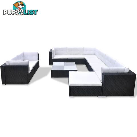 Garden Sofa Poly Rattan Set (32 Pcs) - Black - Unbranded - 4326500416728