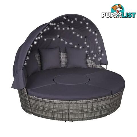 4 Piece Outdoor Lounge Set With Cushions Leds Poly Rattan Grey - Unbranded - 8718475609643