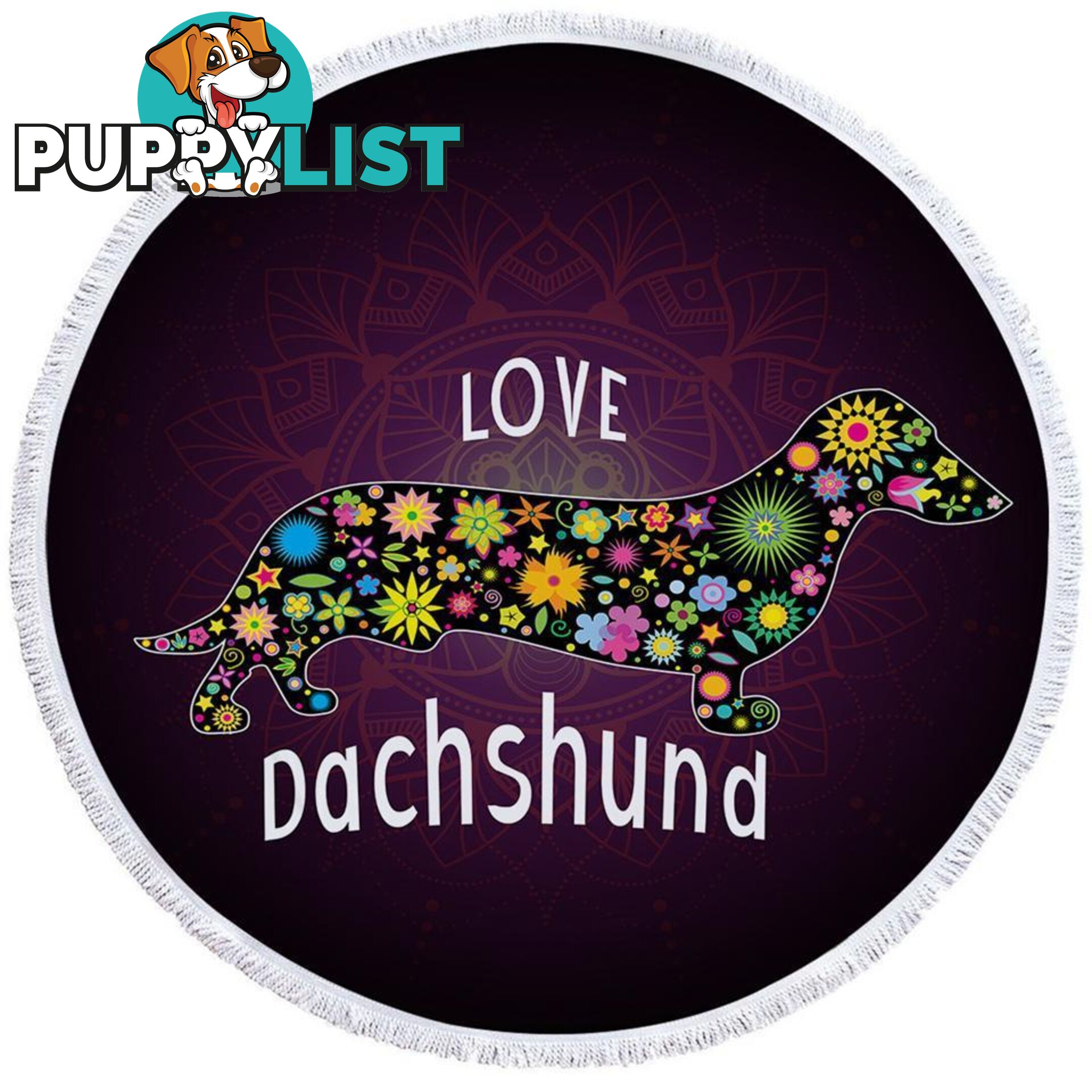 Love Dachshund Dog Beach Towel - Towel - 7427046316903