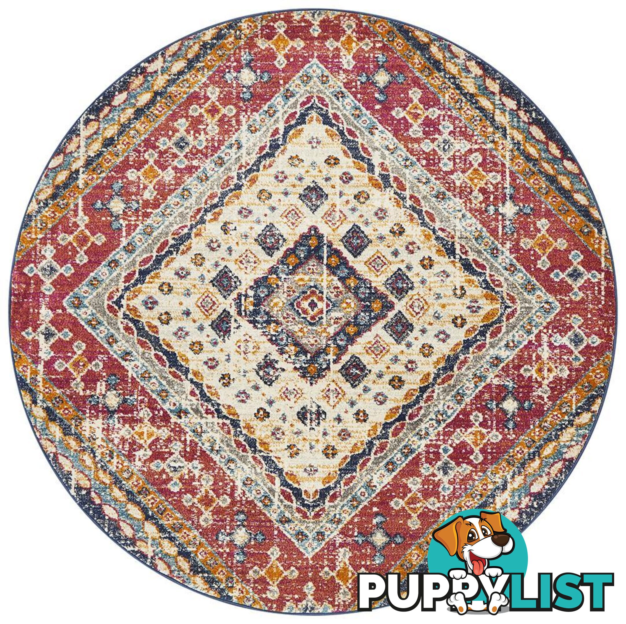 Babylon Round Diamond Multi Coloured Rug - Unbranded - 9375321874595