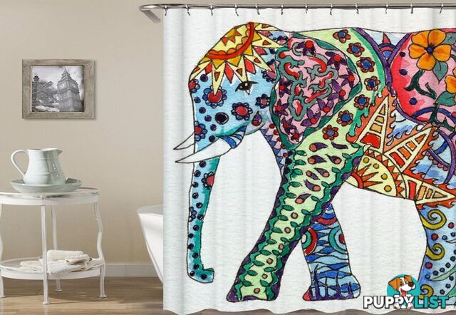 Colorful Ornate Elephant Painting Shower Curtain - Curtain - 7427046031363