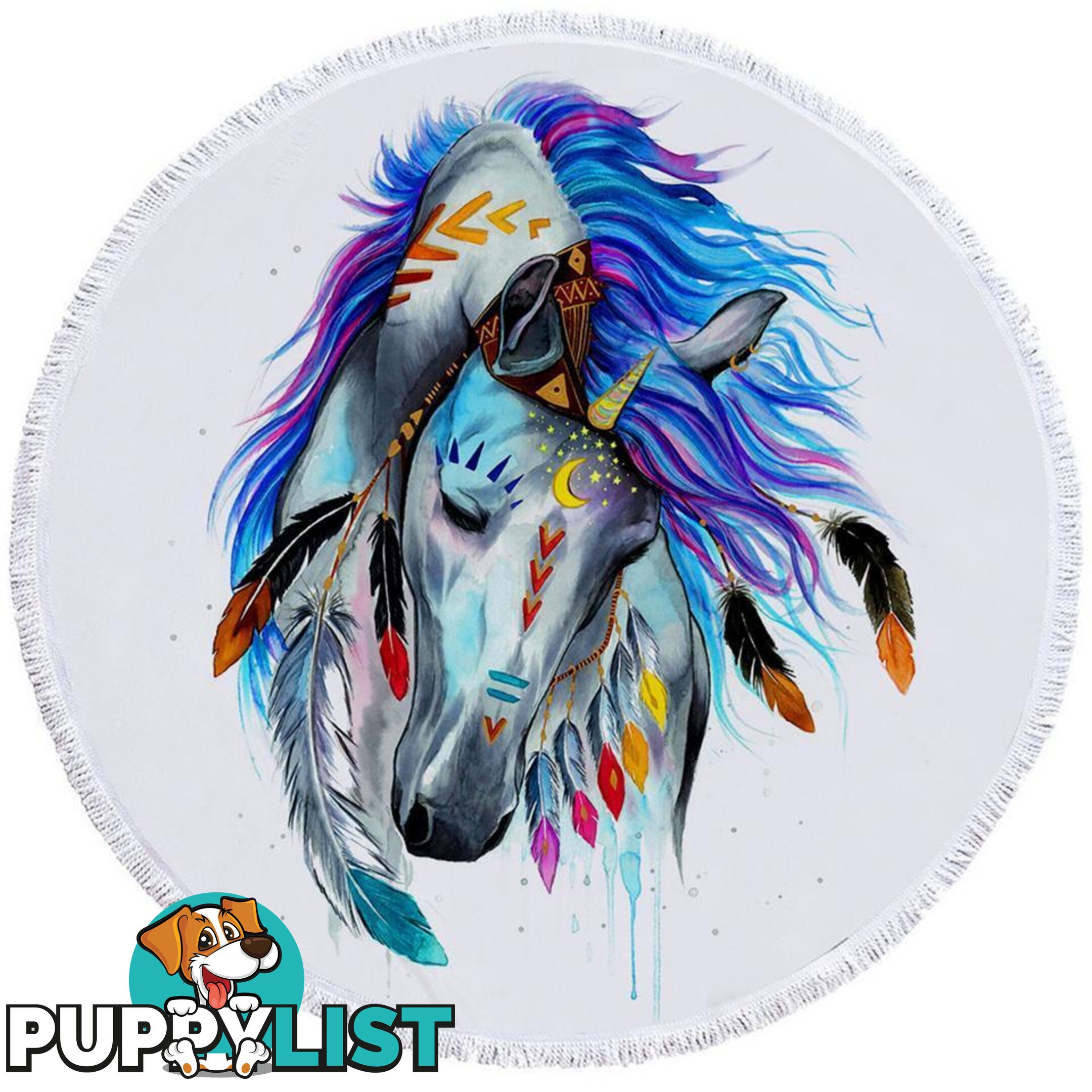 Native American Horse Beach Towel - Towel - 7427046331807