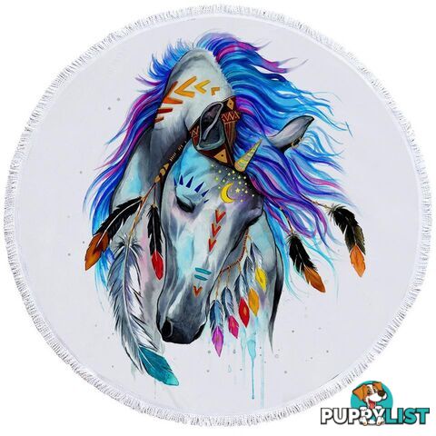 Native American Horse Beach Towel - Towel - 7427046331807