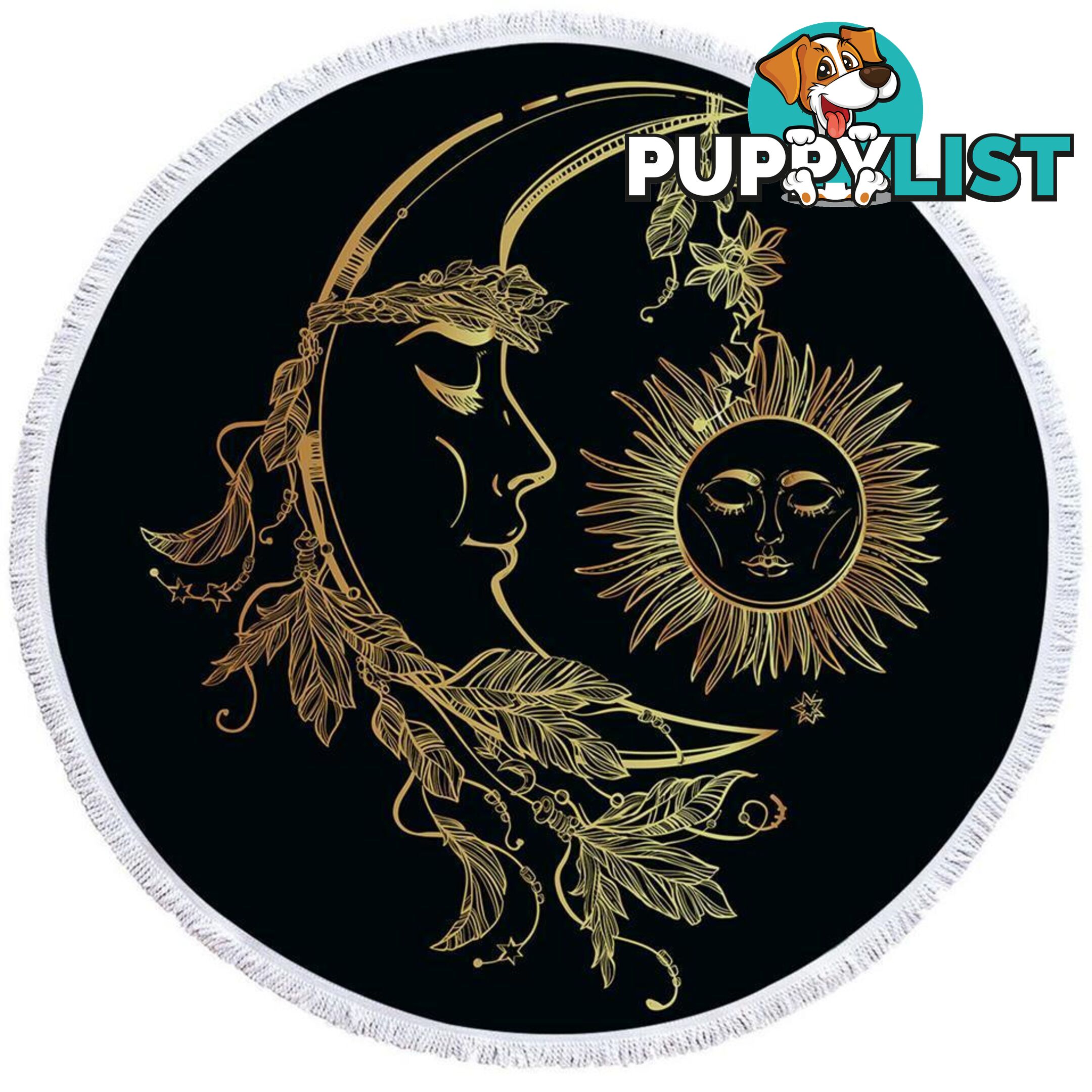 Golden Sun and Moon Beach Towel - Towel - 7427046327497