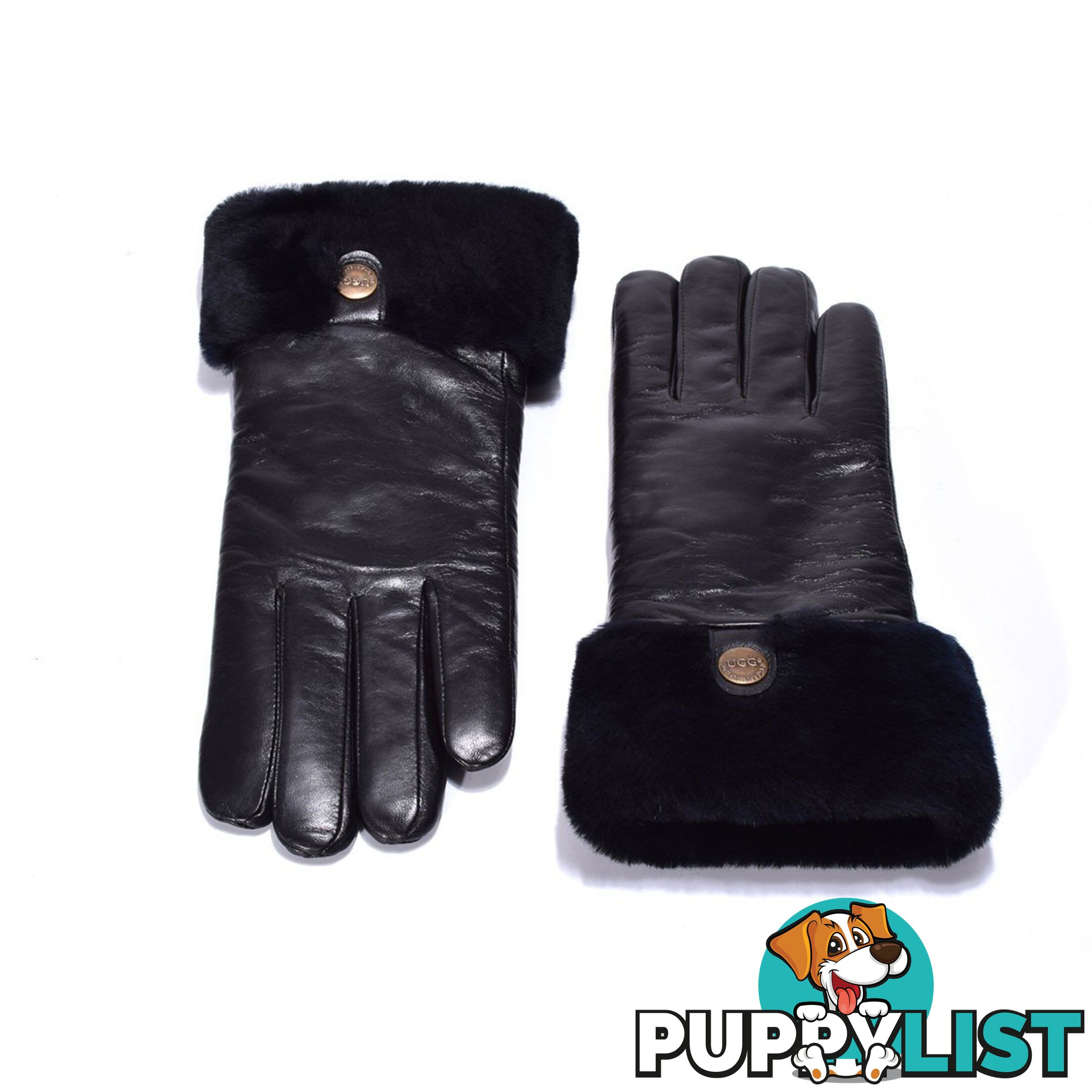 UGG Australian Sheepskin Leather Gloves Black Womens (Chloe) - UGG - 822427510036