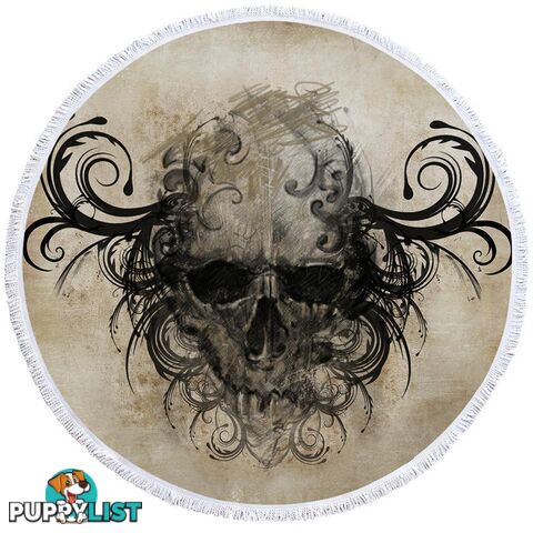 Scary Skull Drawing Beach Towel - Towel - 7427046320023