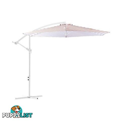 Striped Outdoor Umbrella For Garden Patio Sand And White Stripe - Milano - 7427046399609