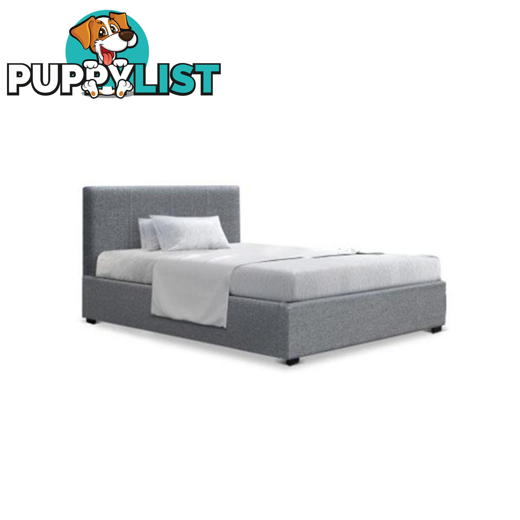 King Single Size Gas Lift Bed Frame With Storage Mattress Grey Fabric Nino - Artiss - 7427005885877