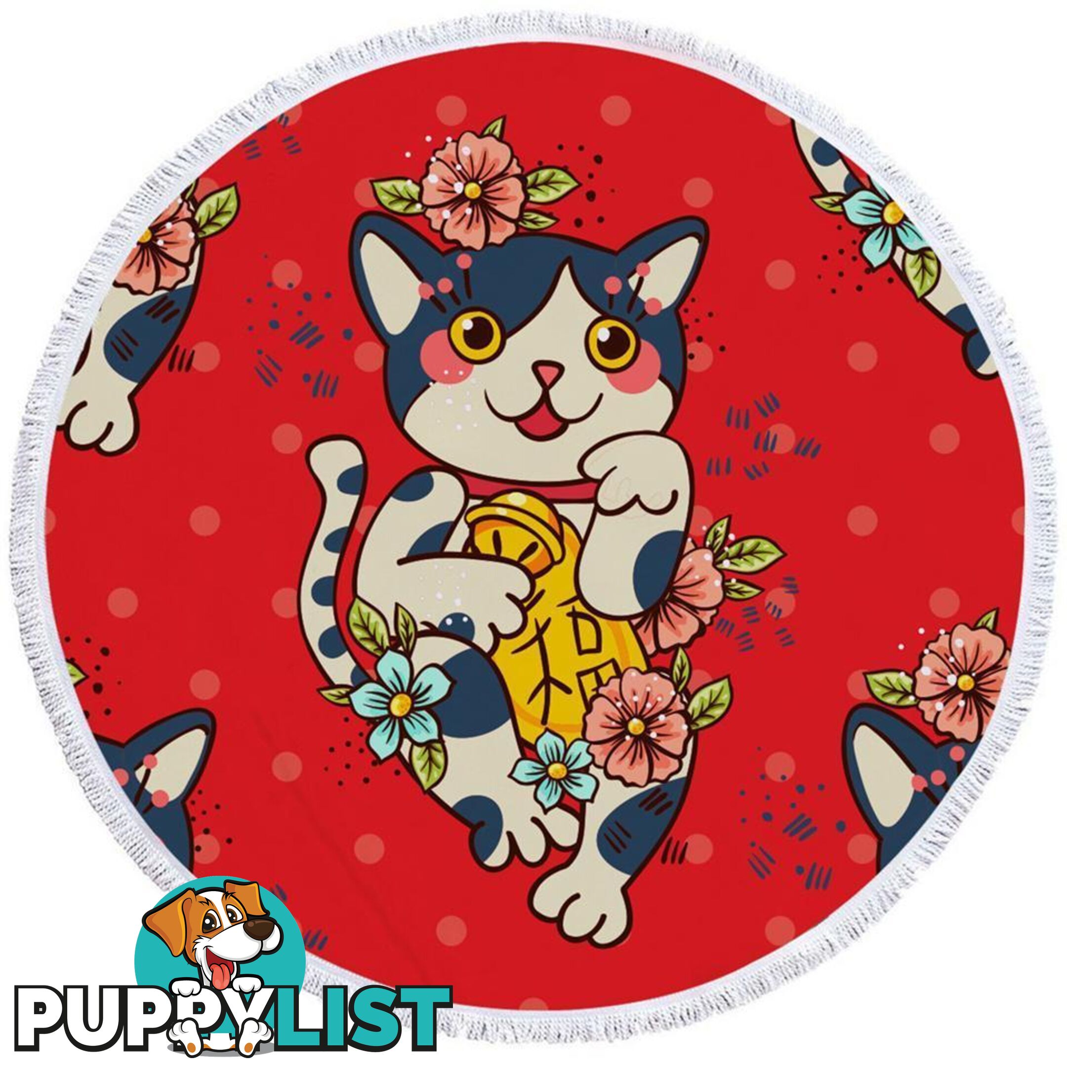 Cute Japanese Cat Beach Towel - Towel - 7427046307420