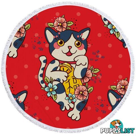 Cute Japanese Cat Beach Towel - Towel - 7427046307420