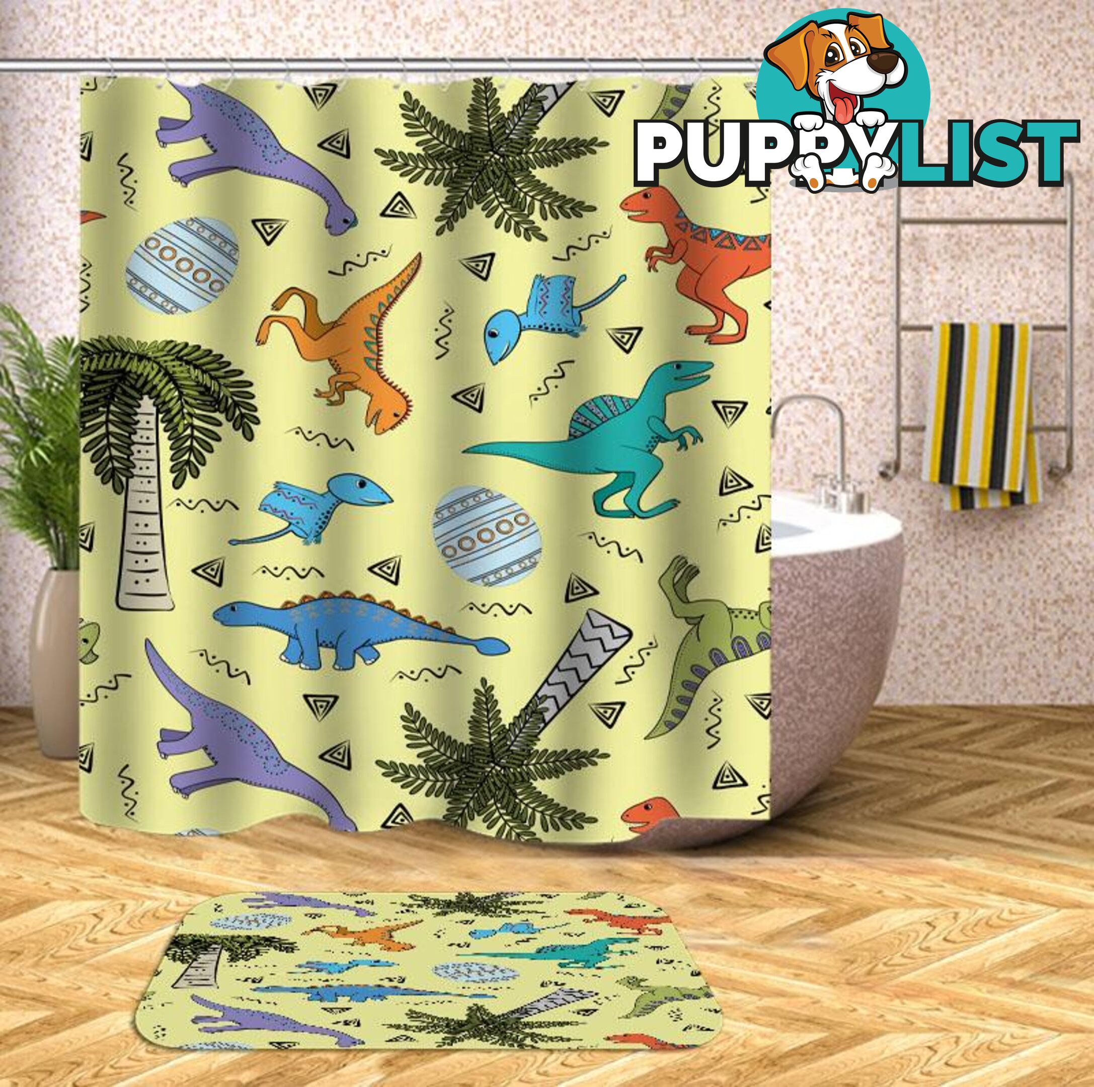 Cute Dinosaurs Pattern Shower Curtain - Curtain - 7427046087582