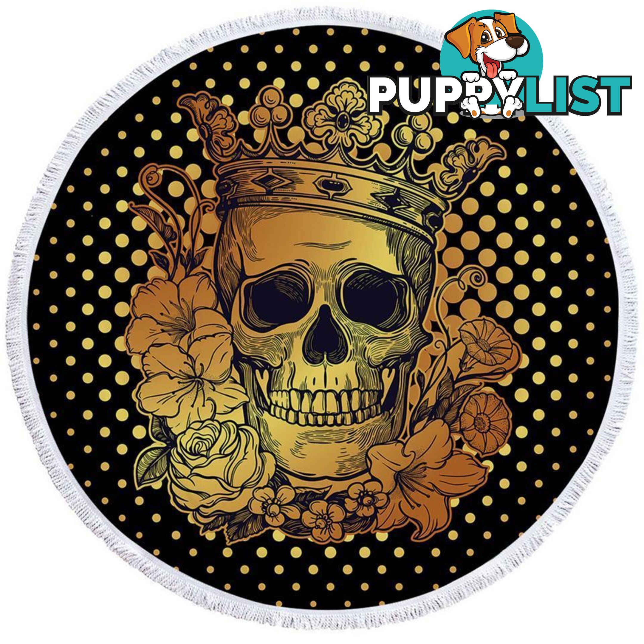 Floral King Skull Beach Towel - Towel - 7427046313902