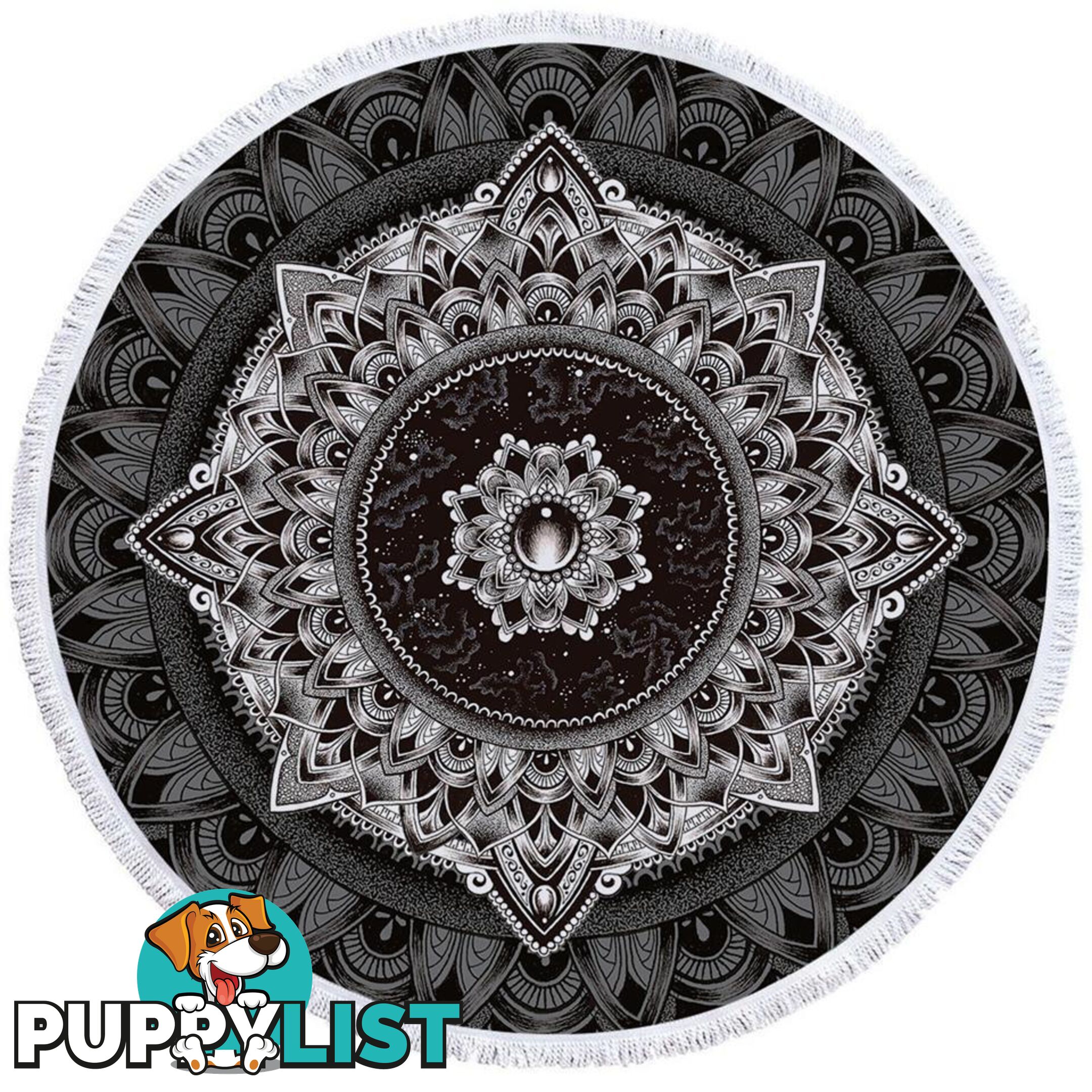 Black and White Mandala Beach Towel - Towel - 7427046324809