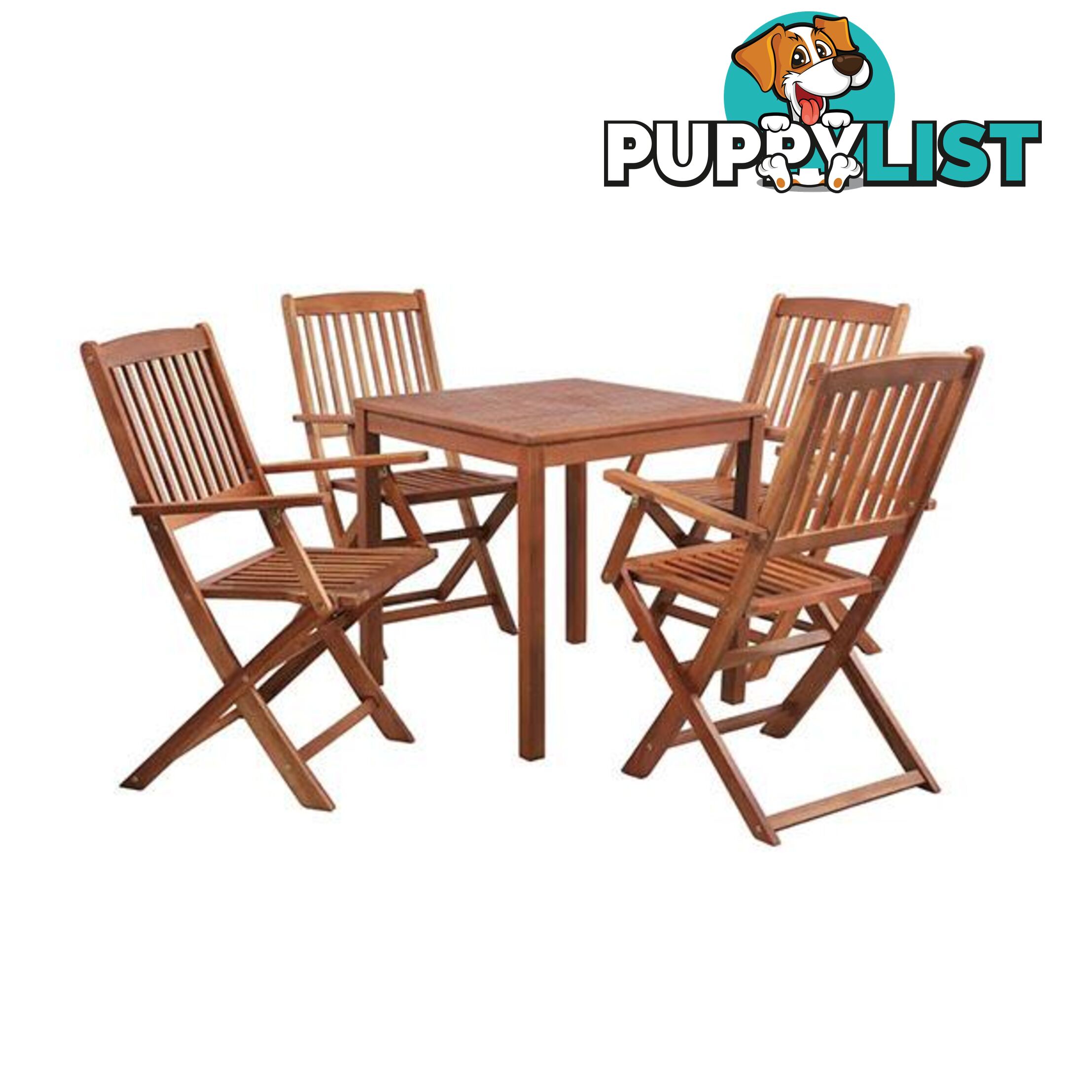 5 Piece Outdoor Dining Set Solid Acacia Wood - Unbranded - 8718475614074