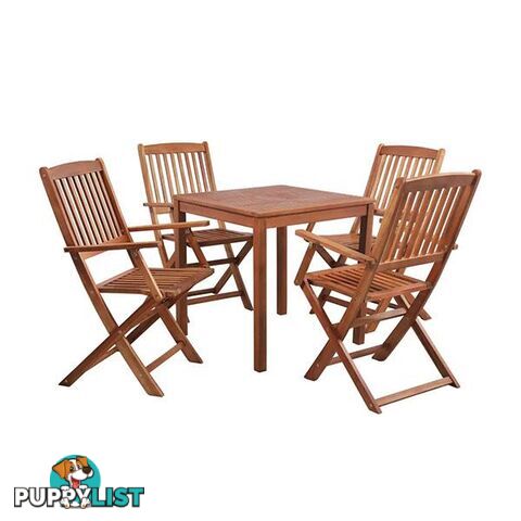 5 Piece Outdoor Dining Set Solid Acacia Wood - Unbranded - 8718475614074