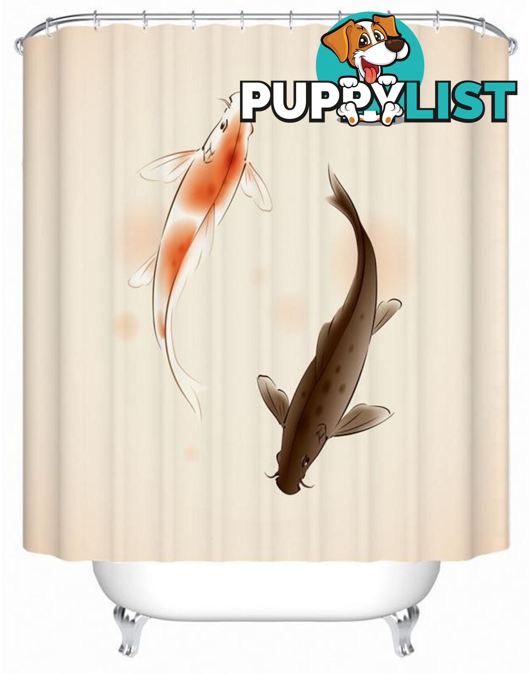 A Pair Of Carp Fish Shower Curtain - Curtain - 7427045924277