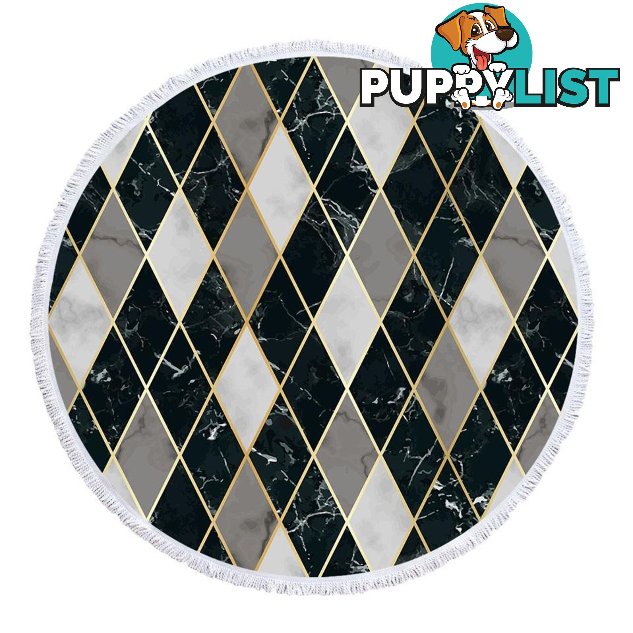 Black and Grey Geometric Shape Marble Beach Towel - Towel - 7427046341226