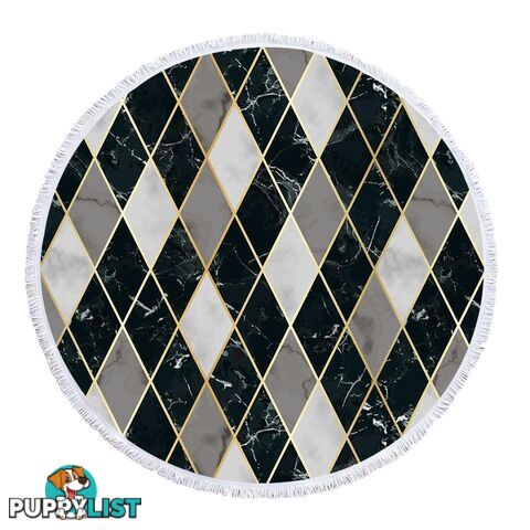 Black and Grey Geometric Shape Marble Beach Towel - Towel - 7427046341226