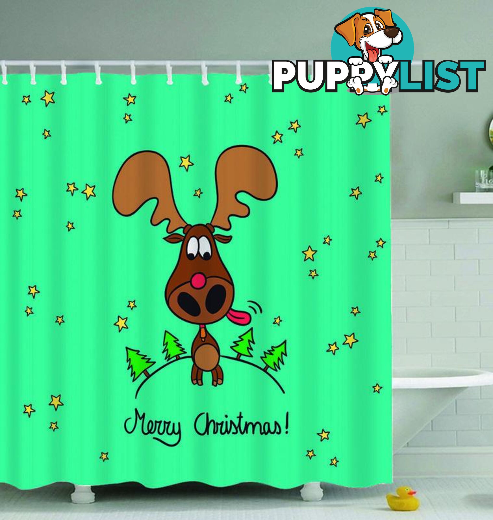 Christmas Moose Shower Curtain - Curtain - 7427045968172