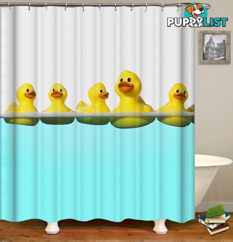 Swimming Rubber Duck Shower Curtain - Curtain - 7427045990098