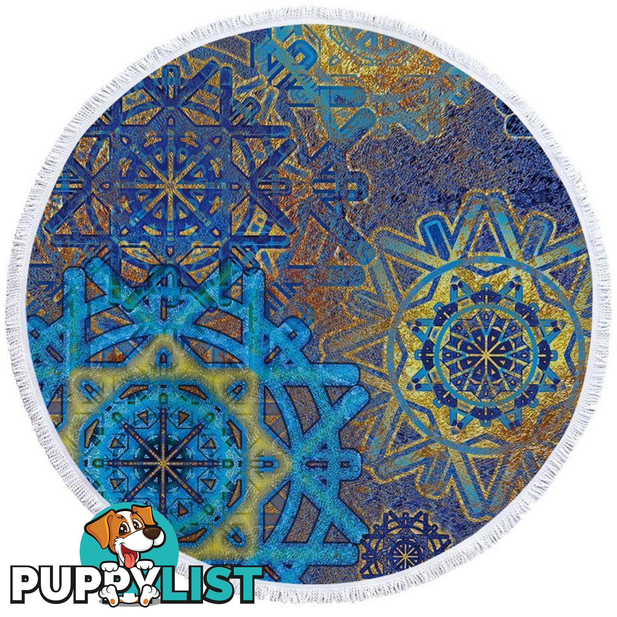 Blue and Yellow Mandalas Beach Towel - Towel - 7427046325073