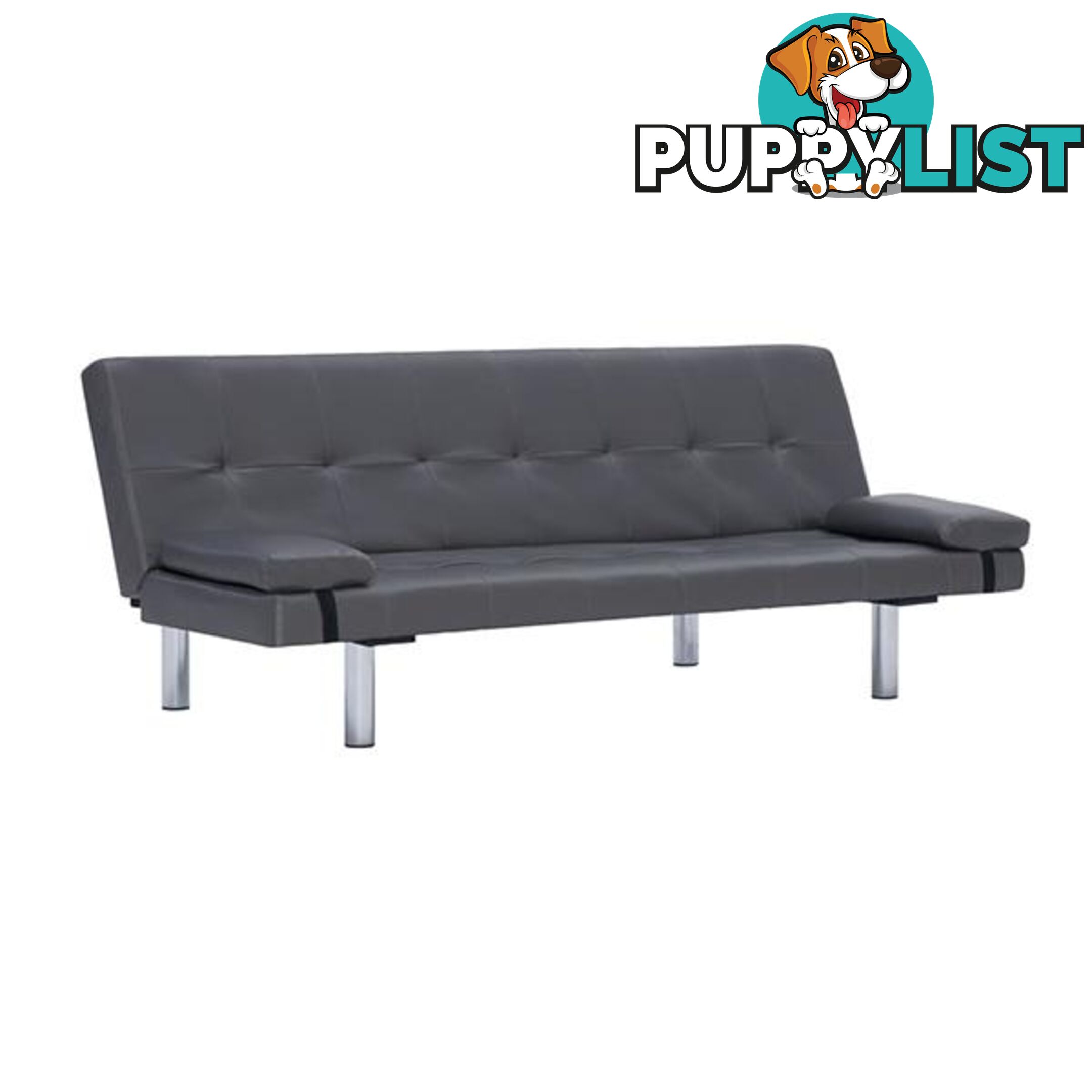 Sofa Bed With Two Pillows Faux Leather - Sofa Bed - 787976576097