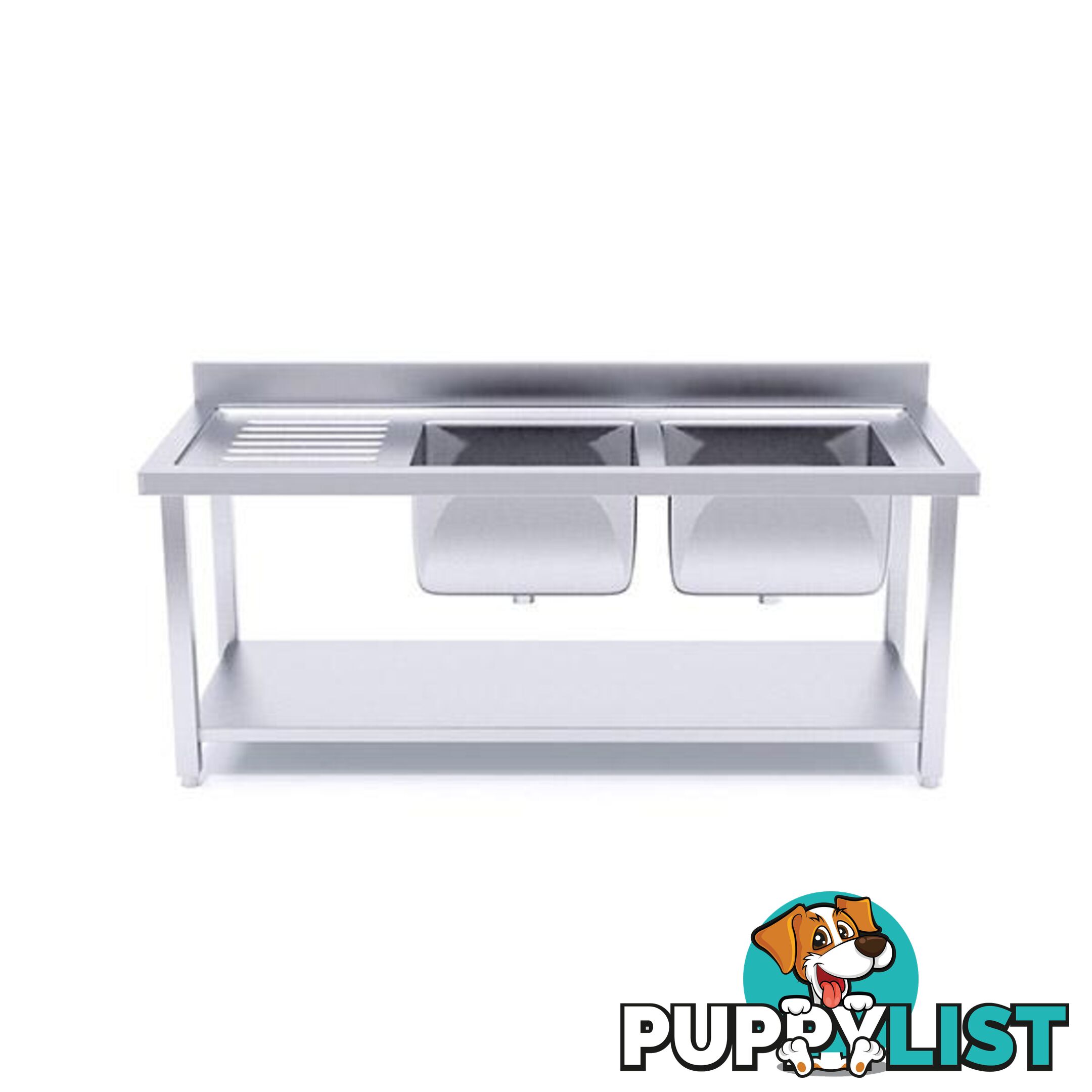 Soga 160X70X85 Stainless Steel Work Bench Dual Sink Kitchen Food Prep - Soga - 9476062101107