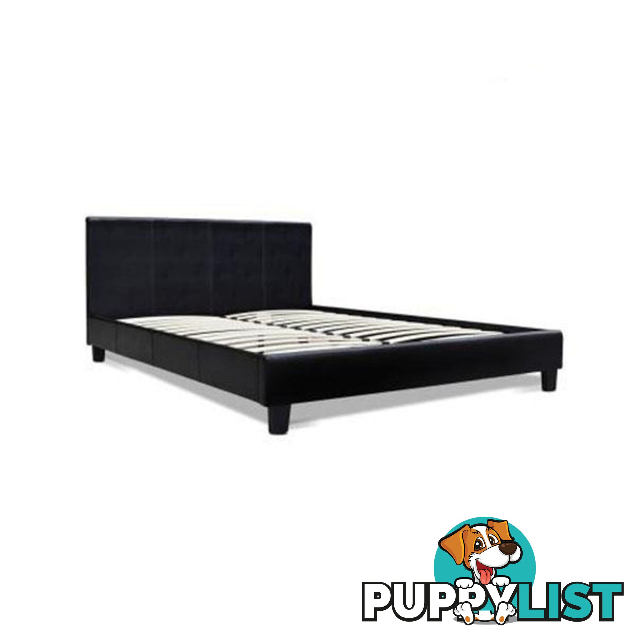 PVC Leather Bed Frame Black - Artiss - 4344744398815