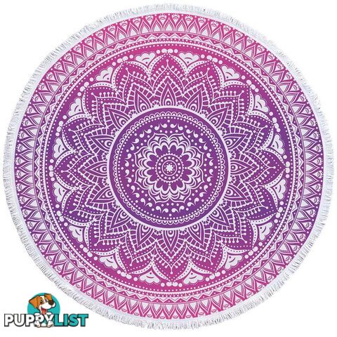 Purplish Mandala Over White Beach Towel - Towel - 7427046328128