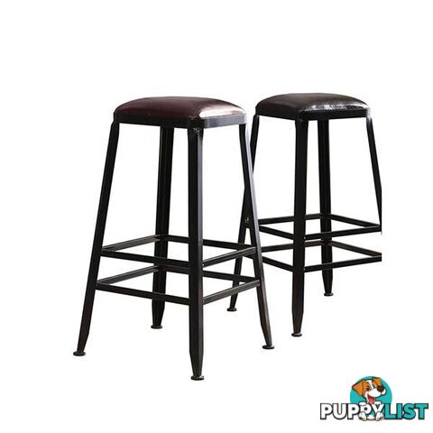 2X Industrial Bar Stool Kitchen Stool Barstools Dining Chair Leather Seat - Unbranded - 787976592295