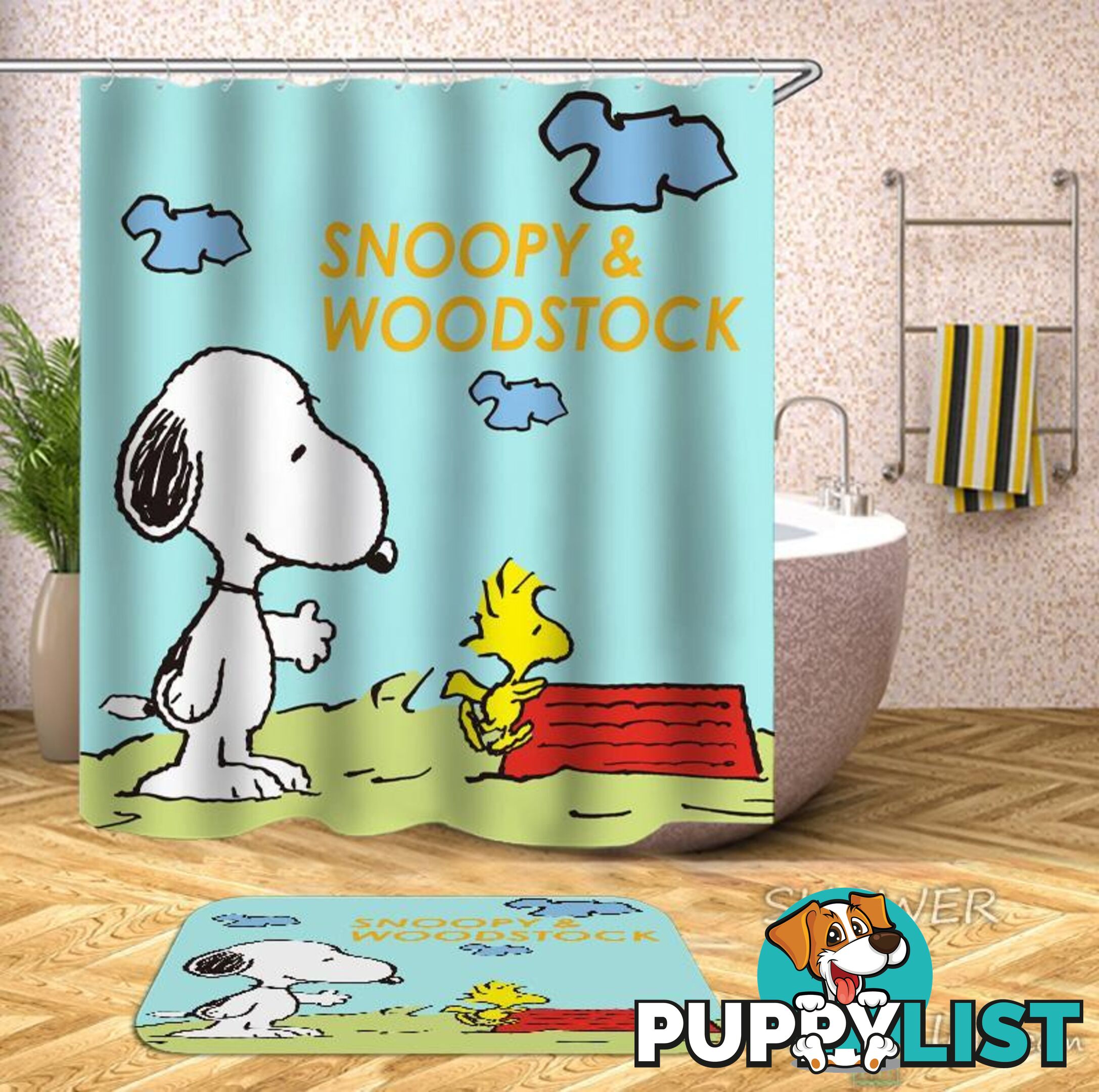 Snoopy And Woodstock Shower Curtain - Curtain - 7427046235778