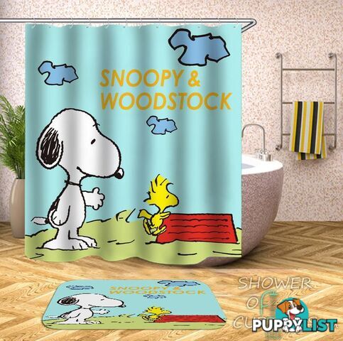 Snoopy And Woodstock Shower Curtain - Curtain - 7427046235778