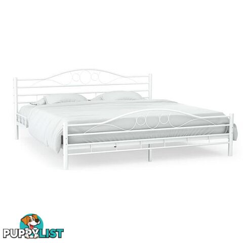 Bed Frame Slatted Base 153X203 Cm Curl Design White Queen Size - Unbranded - 7427046167093