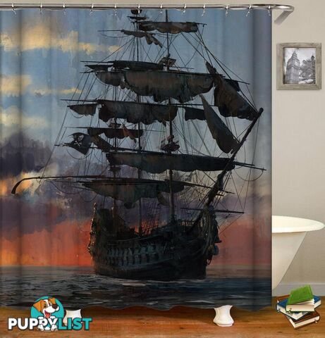 Old Style Pirate Ship Shower Curtain - Curtain - 7427045917354