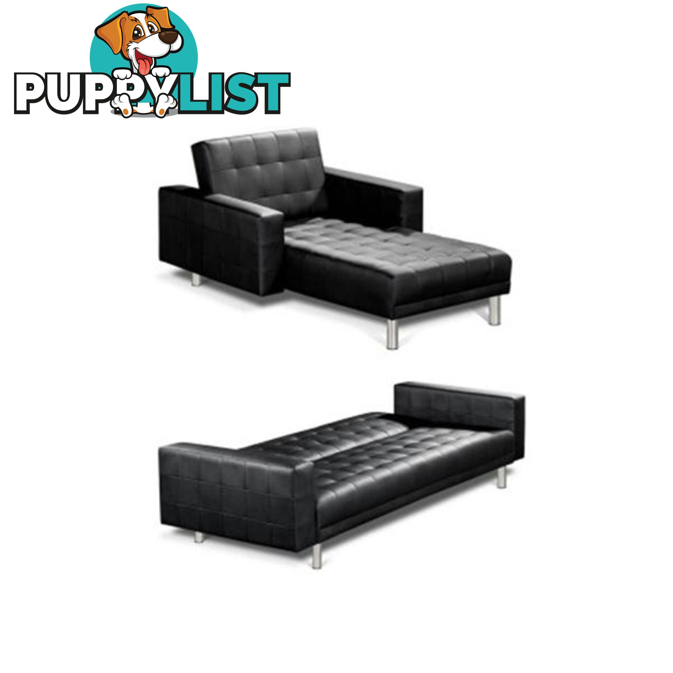 Artiss Modular PU Leather Sofa Bed - Black - Artiss - 9350062179031