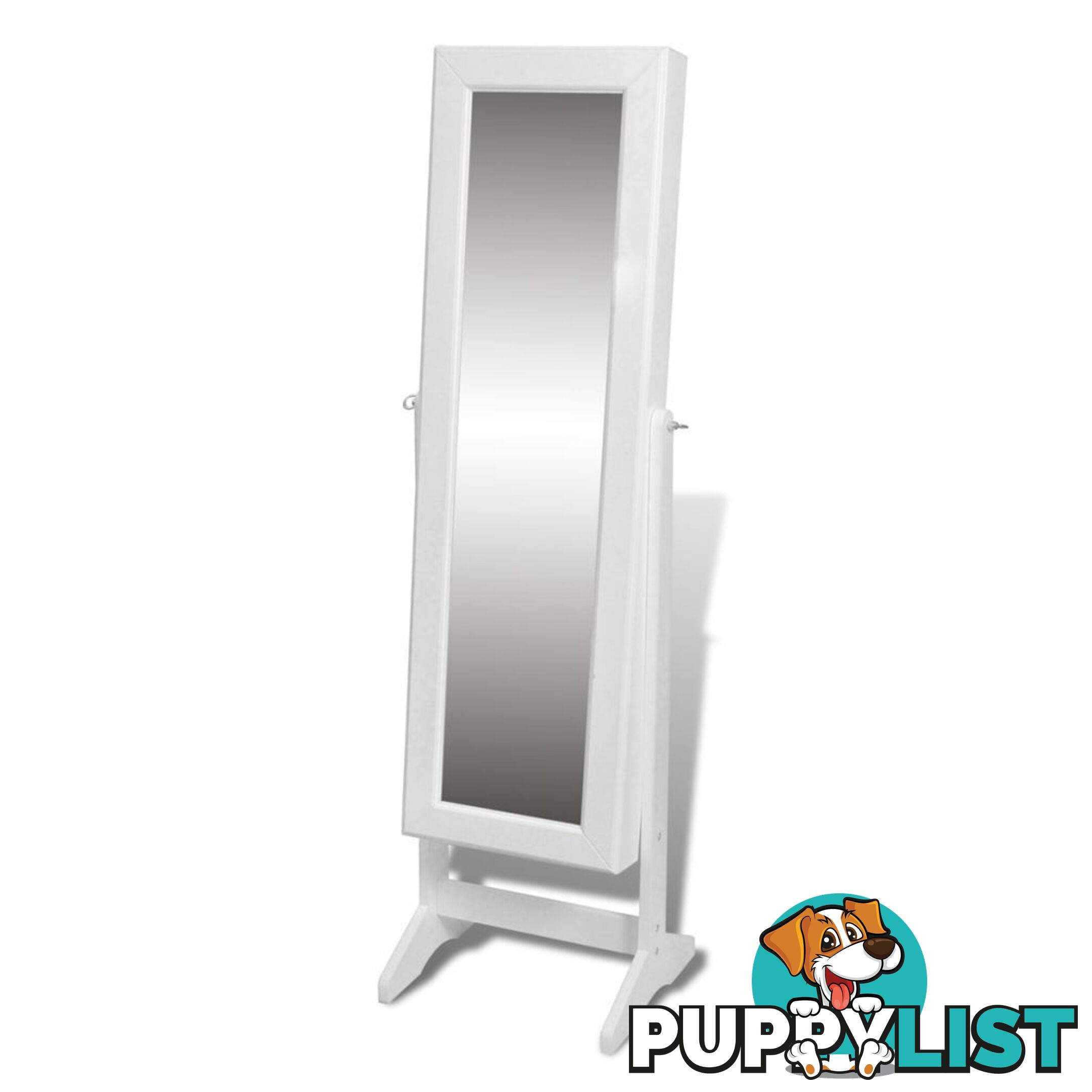 Free Standing Mirror and Jewellery Cabinet - White - Unbranded - 4326500429834