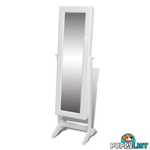 Free Standing Mirror and Jewellery Cabinet - White - Unbranded - 4326500429834