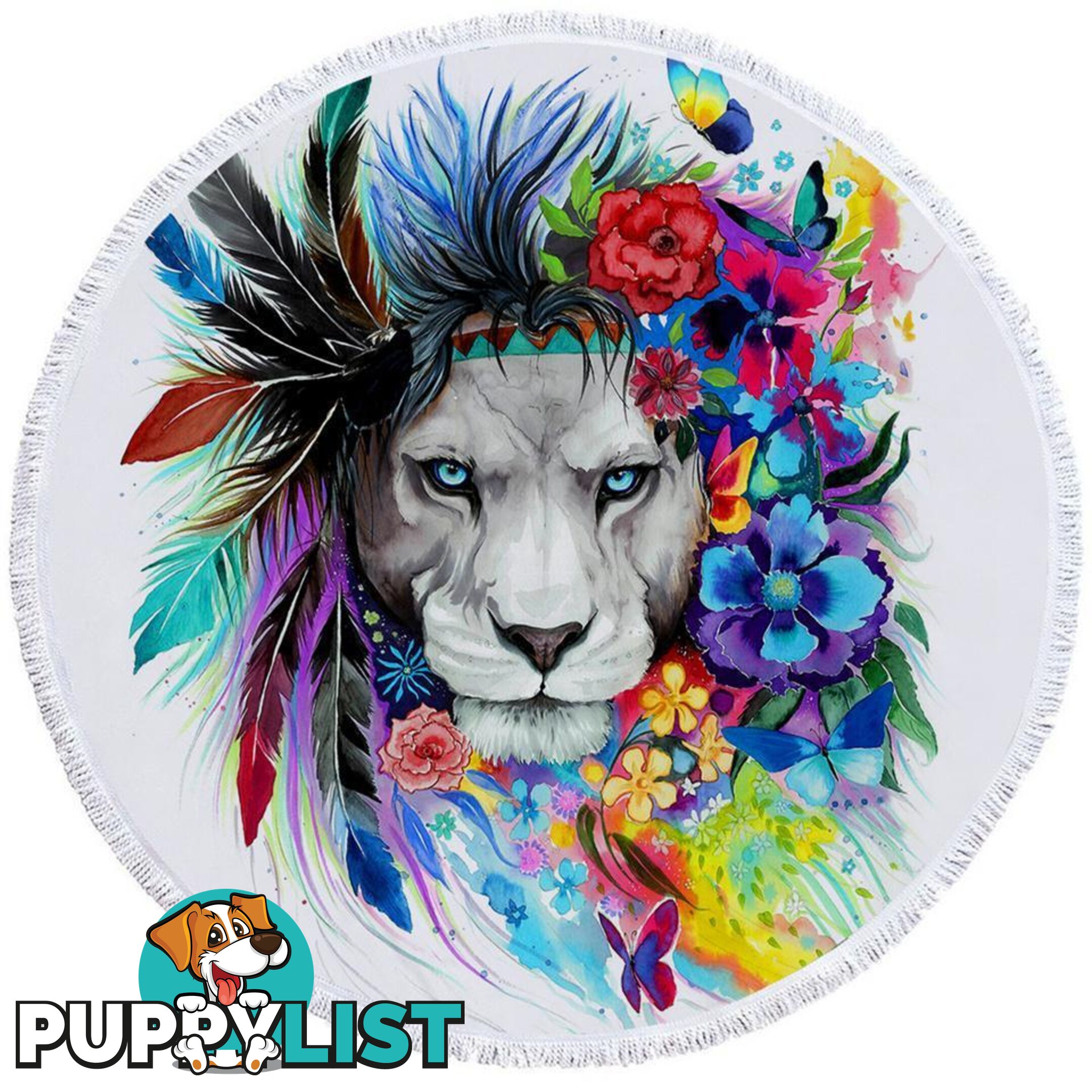 Floral Lion Beach Towel - Towel - 7427046330404