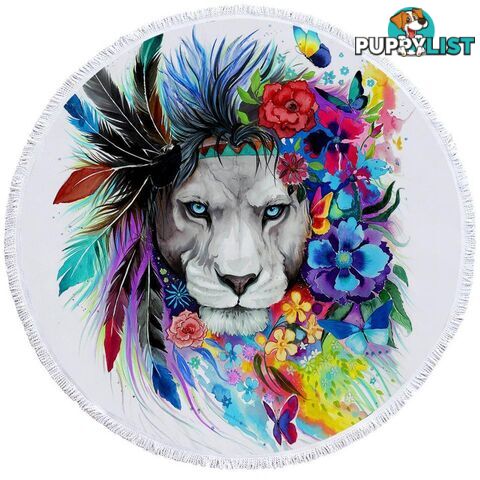 Floral Lion Beach Towel - Towel - 7427046330404