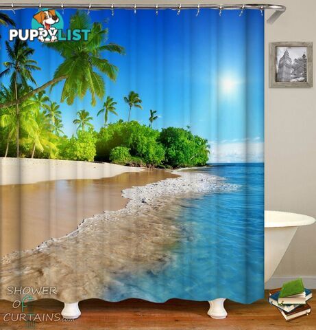 Sunny Tropical Beach Shower Curtain - Curtain - 7427046283564