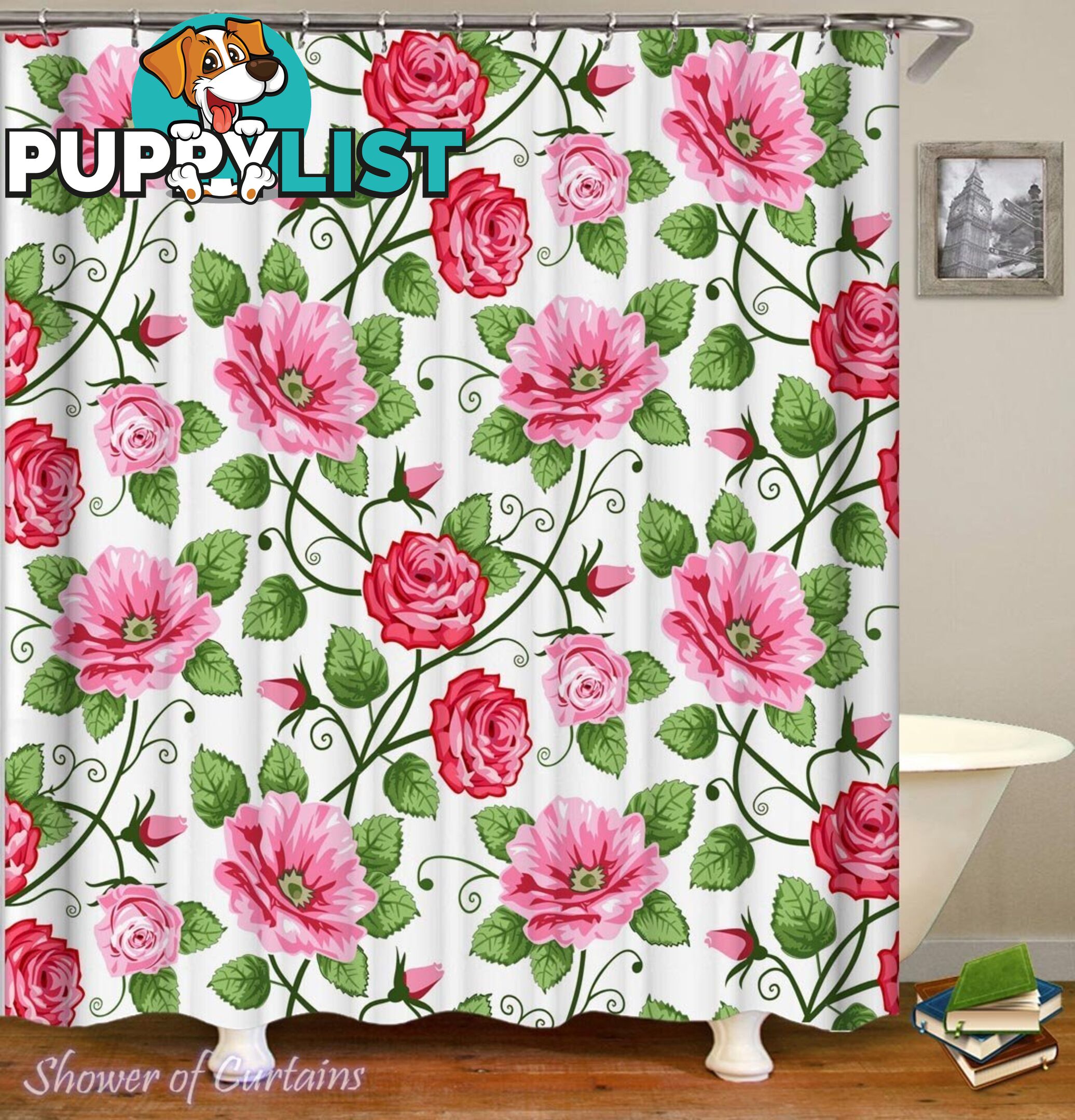 Pattern of Roses Shower Curtain - Curtain - 7427046287692