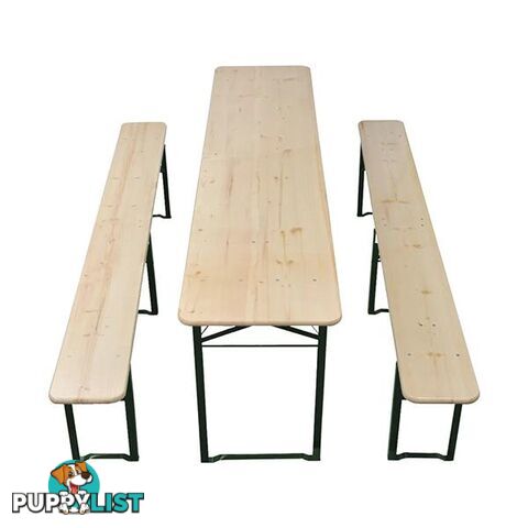 Folding Beer Table With 2 Benches 220 Cm Fir Wood - Unbranded - 7427046256001