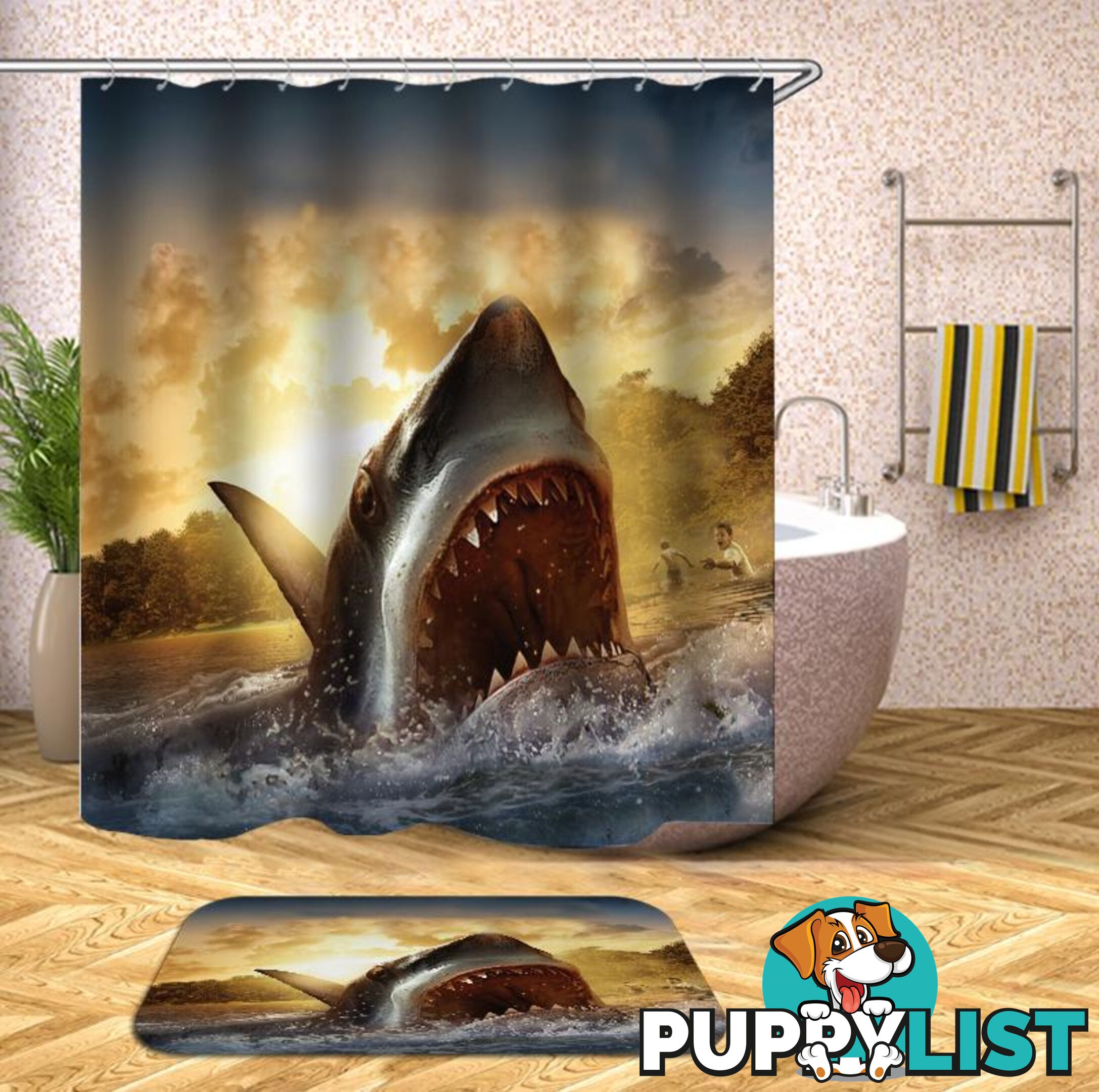 Horrifying Shark Shower Curtain - Curtain - 7427046015653