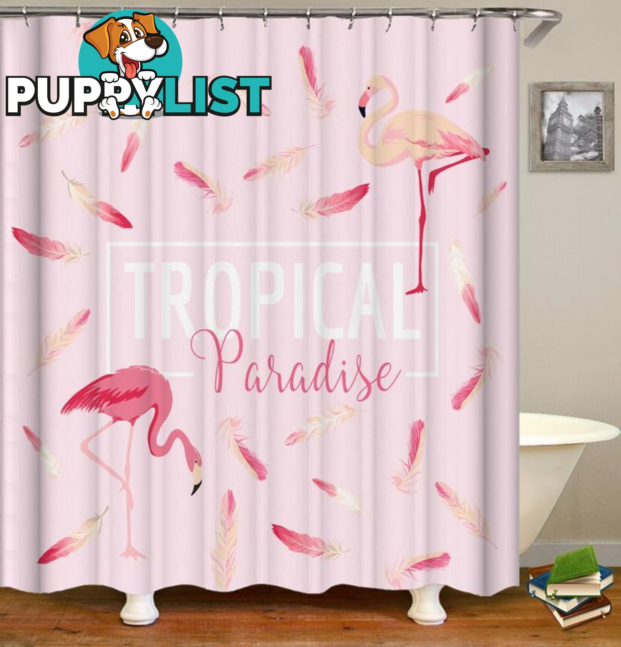 Pink Tropical Paradise Flamingo Shower Curtain - Curtain - 7427046012980