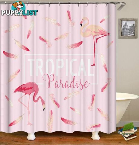 Pink Tropical Paradise Flamingo Shower Curtain - Curtain - 7427046012980