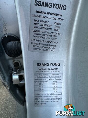 2012 SsangYong Actyon Sports Q100MY12 Ute Automatic